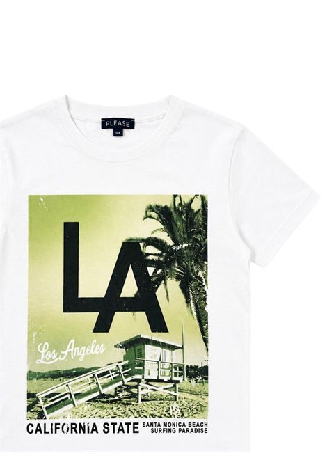 White cotton T-shirt for children Please | MB87030B48/DEBIANCO