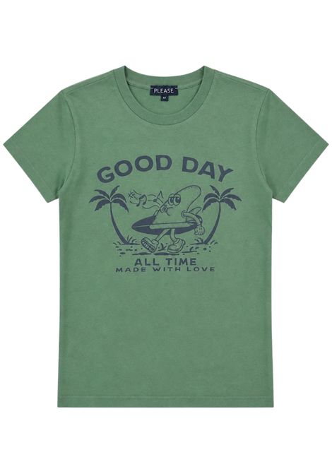 Green cotton T-shirt for children Please | MBA4030B48/DEVERDE