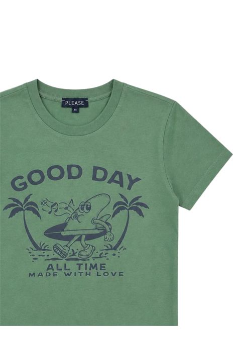 Green cotton T-shirt for children Please | MBA4030B48/DEVERDE