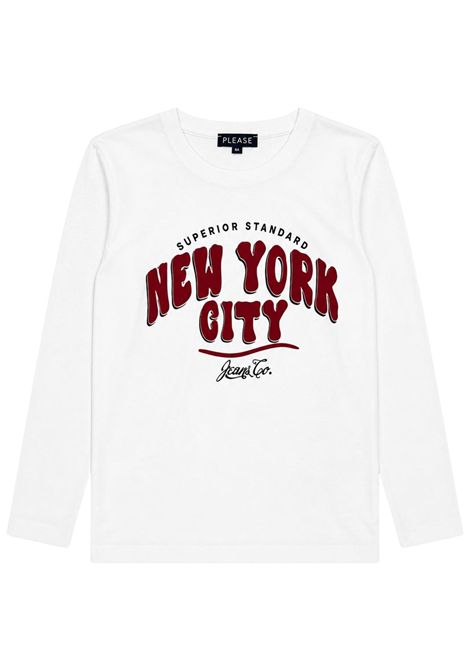 T-shirt bambino bianca in cotone Please | ML29030B78/DEBIANCO