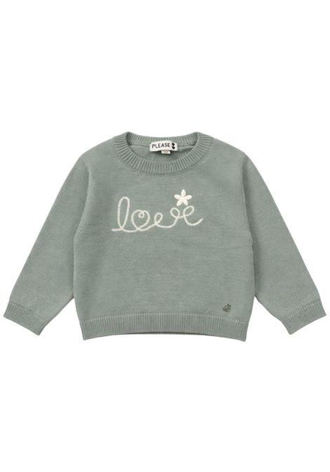 Maglione neonata verde in viscosa Please | NB04230G/MAVERDE