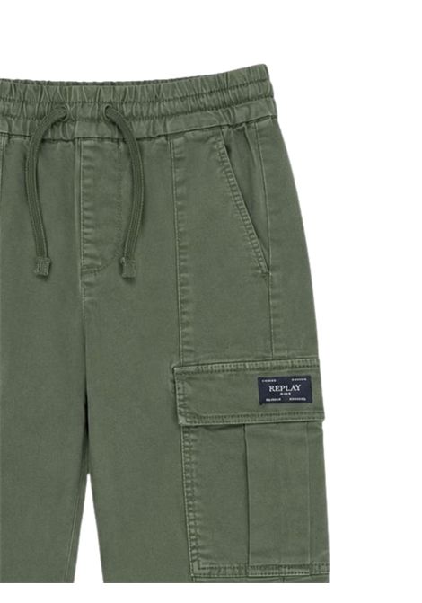 Pantalone bambino verde in cotone REPLAY | SB9085/DEBVERDE