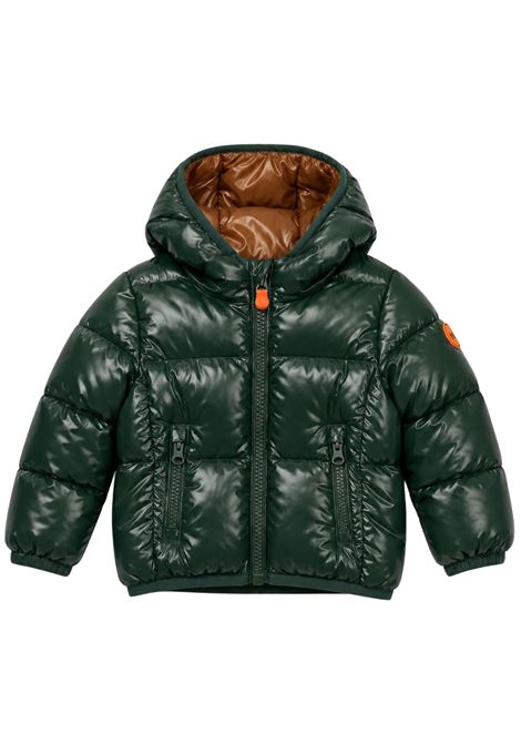 Giubbino neonato verde con cappuccio SAVE THE DUCK | I30004X/MVERDE