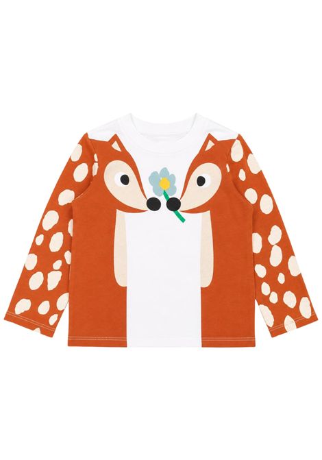 Cream cotton T-shirt for girls STELLA MC CARTNEY | 8R8C90/DEBPANNA