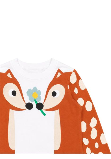 Cream cotton T-shirt for girls STELLA MC CARTNEY | 8R8C90/DEBPANNA