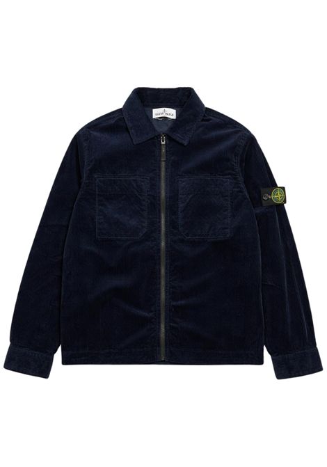 Camicia bambino blu in velluto Stone Island | 161200003S/MABLU