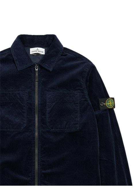 Camicia bambino blu in velluto Stone Island | 161200003S/MABLU