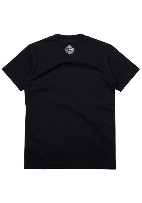 T-shirt bambino nera in cotone Stone Island | 16210000010S/MANERO