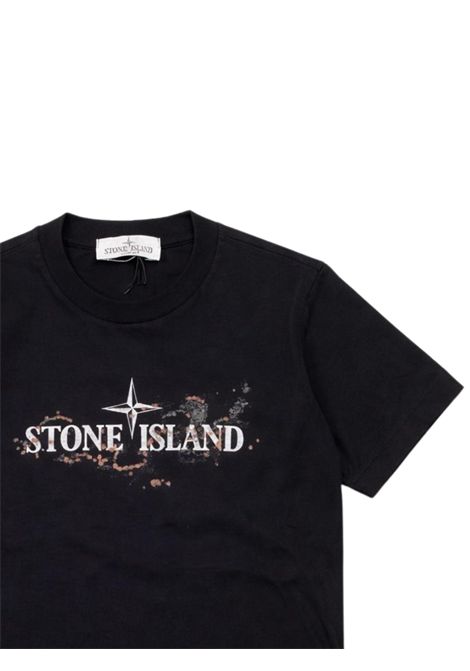 T-shirt bambino nera in cotone Stone Island | 16210000010S/MANERO