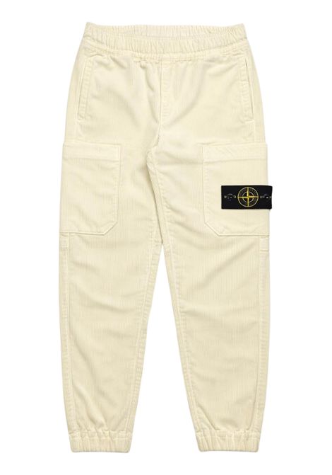 Pantalone bambino beige in velluto Stone Island | K2163100005/MABEIGE