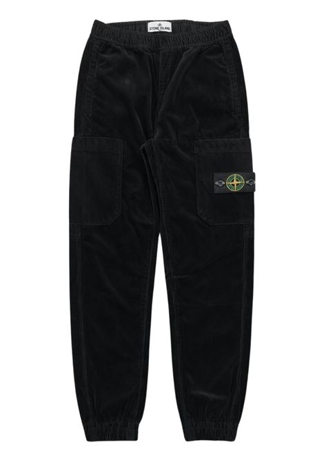 Pantalone bambino nero in velluto Stone Island | K2163100005/MANERO