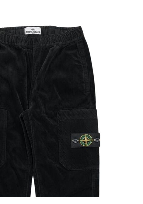 Pantalone bambino nero in velluto Stone Island | K2163100005/MANERO