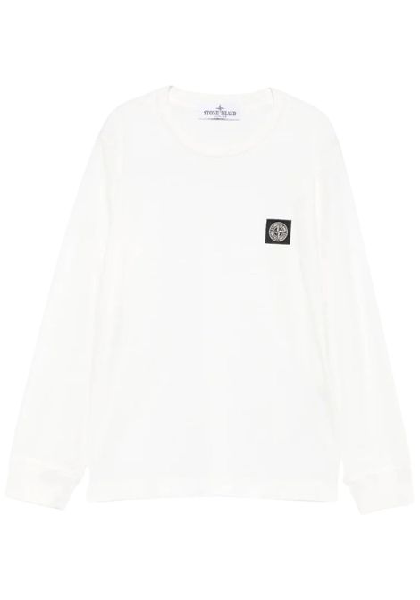 Cream cotton T-shirt for children Stone Island | K2S162100003/ANPANNA