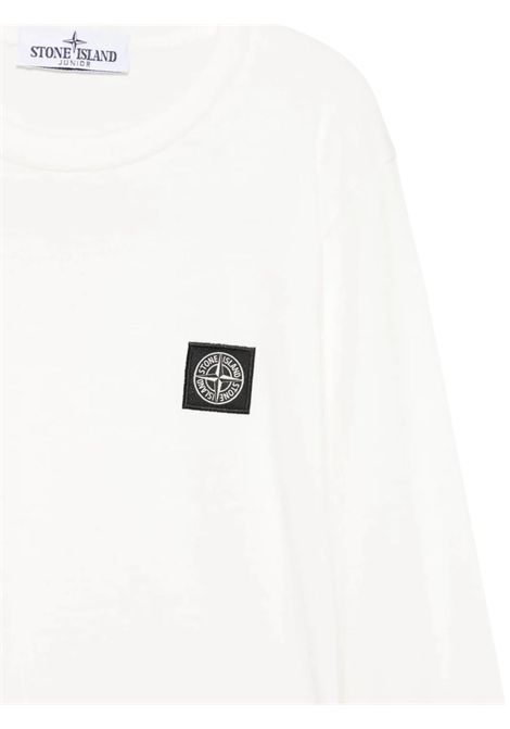 Cream cotton T-shirt for children Stone Island | K2S162100003/ANPANNA