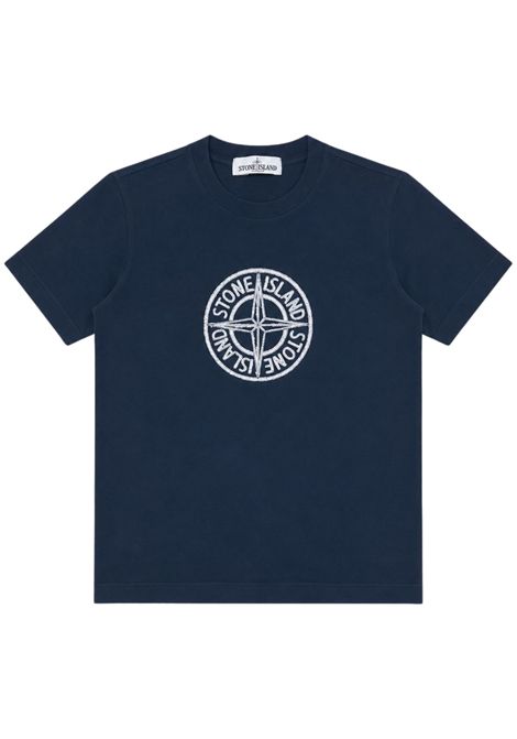Blue cotton T-shirt for children Stone Island | K2S162100008/ANBLU