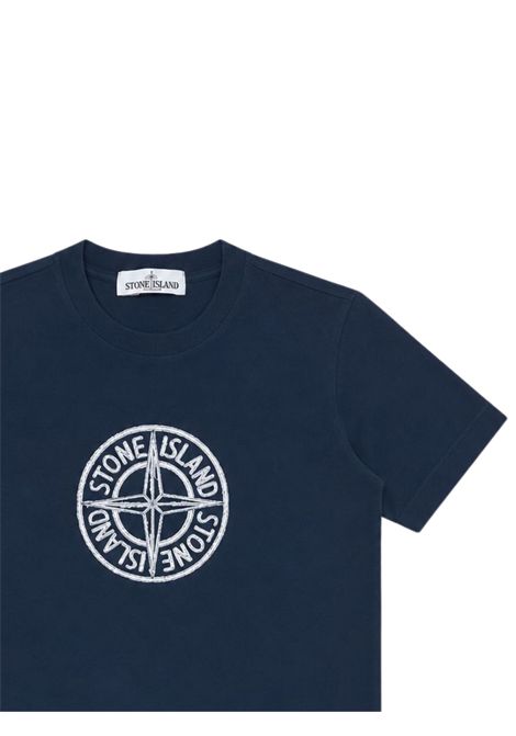 Blue cotton T-shirt for children Stone Island | K2S162100008/ANBLU