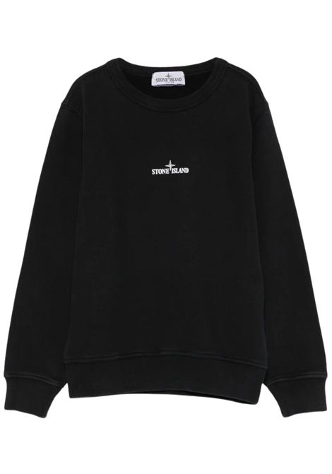 Felpa bambino nera in cotone Stone Island | K2S166100015/DEBNERO