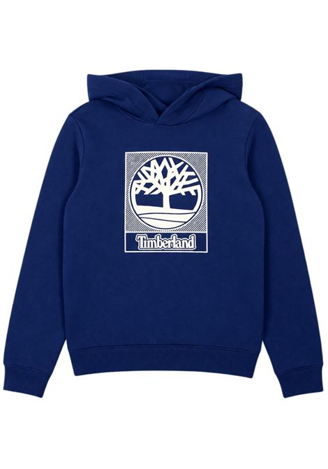 Felpa bambino blu in cotone Timberland | T60383/SUBLU