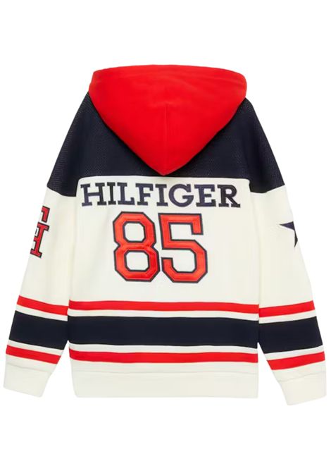 Felpa unisex panna/blu in cotone TOMMY HILFIGER | 4500512168/DEBPANNA/BLU
