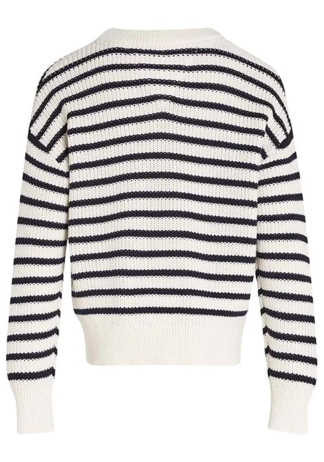 Maglione bambina panna/blu in cotone TOMMY HILFIGER | KG0KG08504/DEBPANNA/BLU