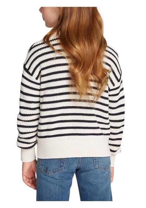 Maglione bambina panna/blu in cotone TOMMY HILFIGER | KG0KG08504/DEBPANNA/BLU
