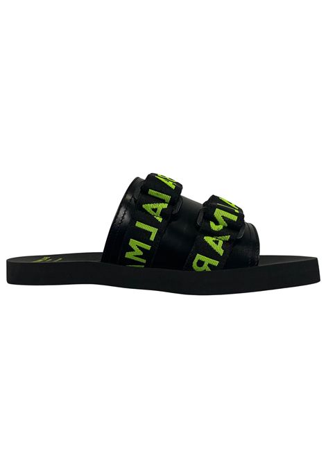 Black/green children's slippers with logo BALMAIN | BU0R46/PIENERO/VERDE
