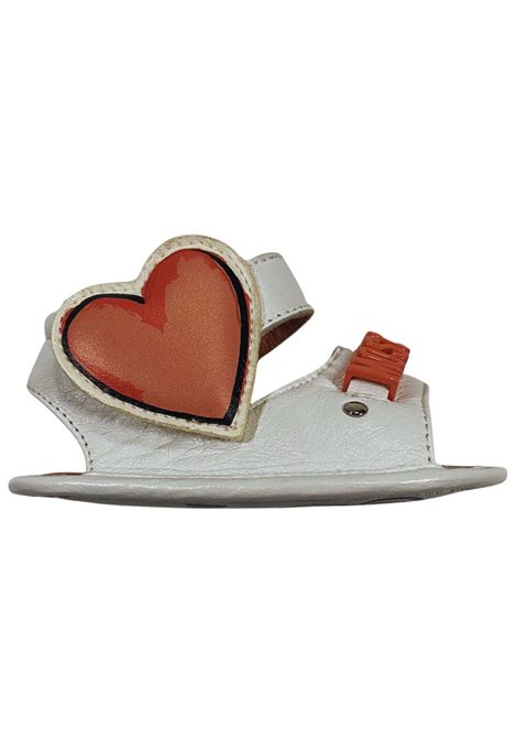 Sandalo neonata bianco/rosa in pelle Moschino | 77271/PIABIANCO/ROSA