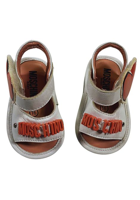 Sandalo neonata bianco/rosa in pelle Moschino | 77271/PIABIANCO/ROSA