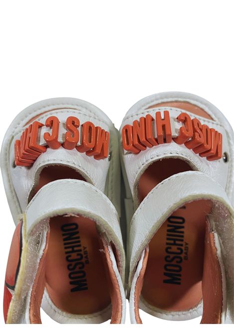 Sandalo neonata bianco/rosa in pelle Moschino | 77271/PIABIANCO/ROSA