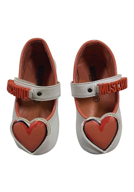 Baby girl's white/pink leather ballerina Moschino | 772711/PIABIANCO/ROSA