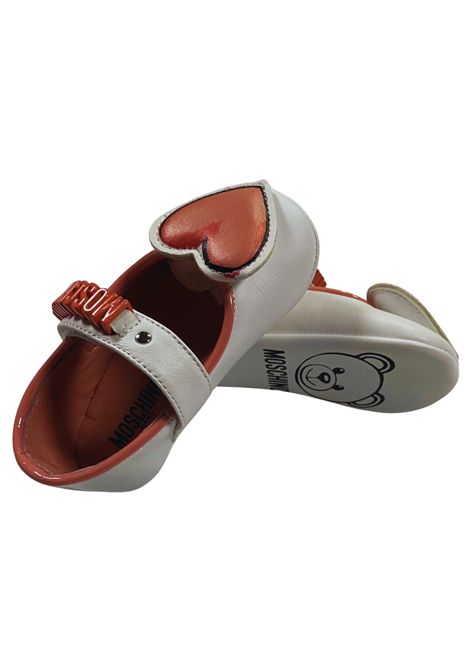 Baby girl's white/pink leather ballerina Moschino | 772711/PIABIANCO/ROSA