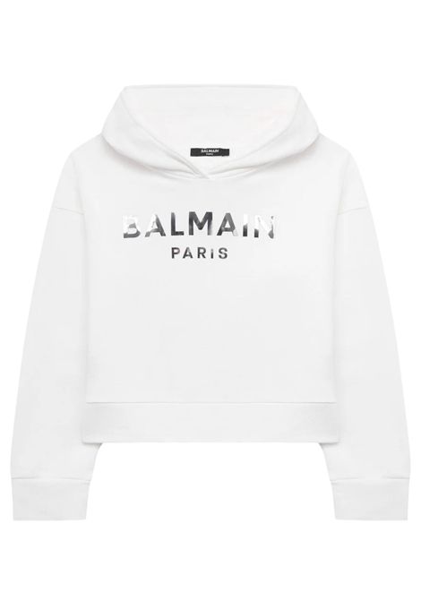 White cotton sweatshirt for girls BALMAIN | 6M4010/DELBIANCO