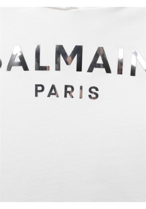 Felpa bambina bianca in cotone BALMAIN | 6M4010/DELBIANCO