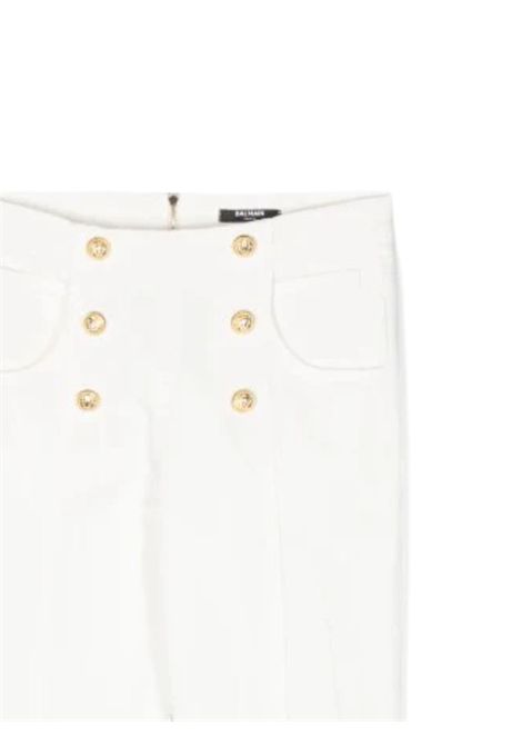 Jeans bambina bianco in cotone BALMAIN | BT6A70/DELBIANCO