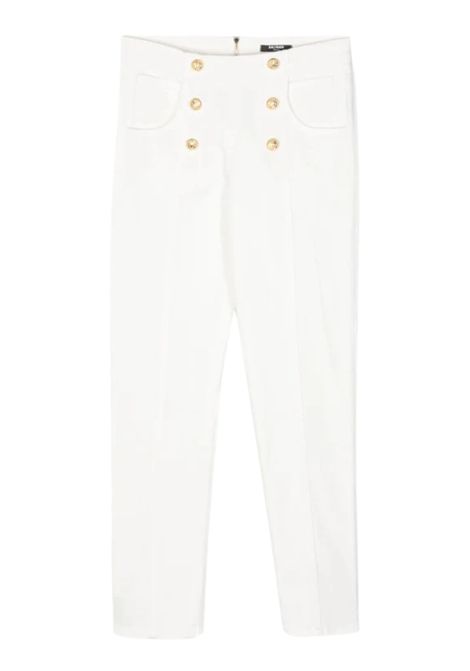 Jeans bambina bianco in cotone BALMAIN | BT6A70/DELBIANCO