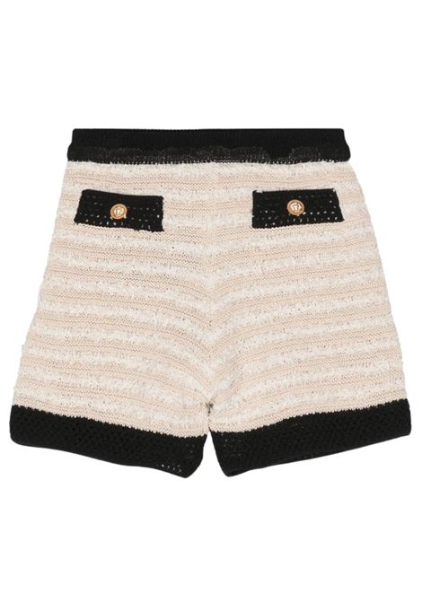 Shorts bambina in cotone e viscosa BALMAIN | BU6A49/DELBEIGE