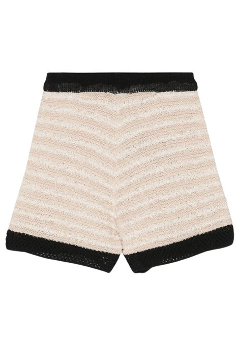 Shorts bambina in cotone e viscosa BALMAIN | BU6A49/DELBEIGE