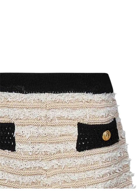 Shorts bambina in cotone e viscosa BALMAIN | BU6A49/DELBEIGE
