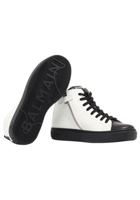 Scarpe unisex bianco/nero in pelle BALMAIN | BV0Q16/PIABIANCO/NERO