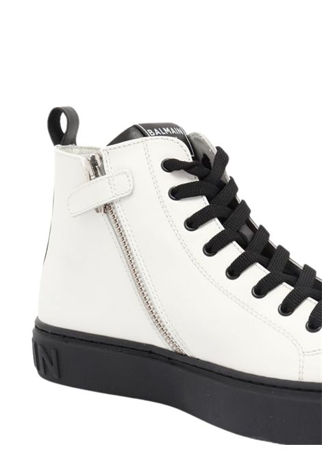Scarpe unisex bianco/nero in pelle BALMAIN | BV0Q16/PIABIANCO/NERO