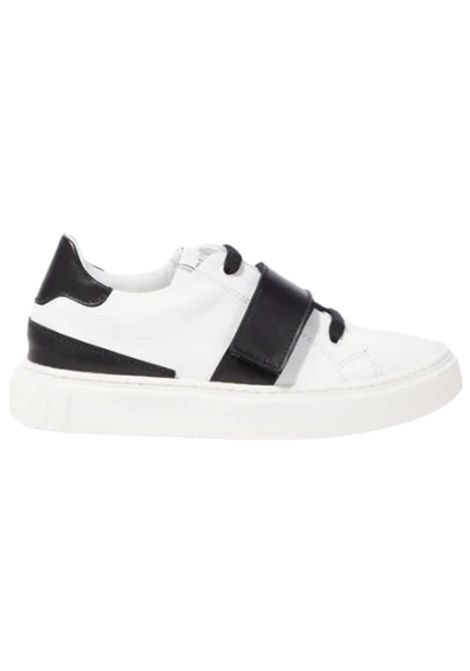 Scarpe bambino bianco/nero in pelle BALMAIN | BW0Q56/PIABIANCO/NERO