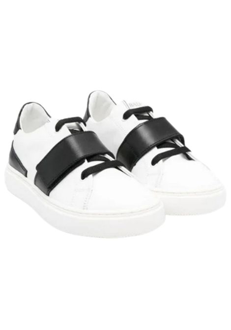 Scarpe bambino bianco/nero in pelle BALMAIN | BW0Q56/PIABIANCO/NERO