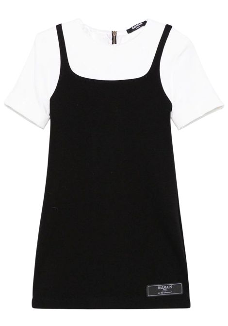 Black viscose dress for girls BALMAIN | BW1C41/CENERO