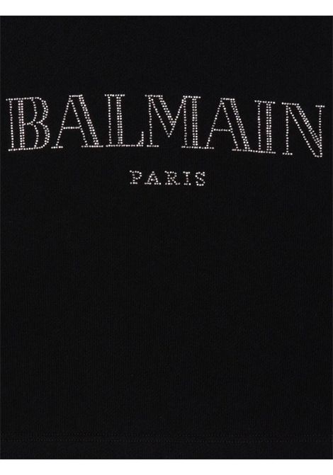 Felpa bambina nera in cotone BALMAIN | BW4B00/CENERO