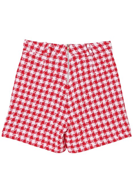 Shorts bambina in misto cotone BALMAIN | BW6A69E0203/MOBIANCO/ROSSO