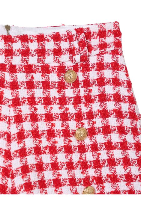Shorts bambina in misto cotone BALMAIN | BW6A69E0203/MOBIANCO/ROSSO