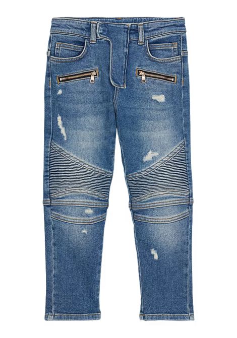 Jeans bambino in cotone denim BALMAIN | BW6R90/DELDENIM