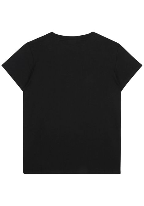 T-shirt bambina nera in cotone BALMAIN | BW8A21/MONERO