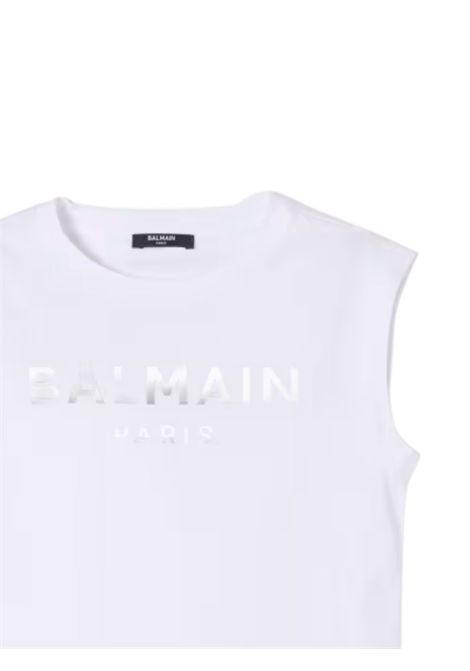 White cotton tank top for girls BALMAIN | BW8B42/MOBIANCO