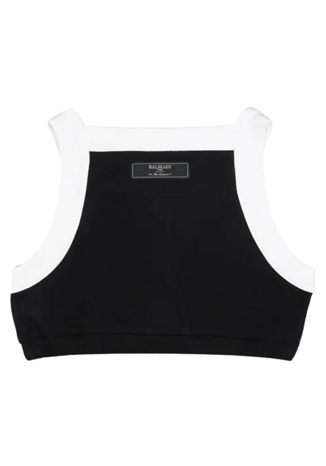 Top bambina nero in cotone BALMAIN | BW8B52/DELNERO